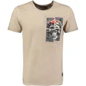 Key Largo Camisa 'Flower Power' areia / cinzento escuro / vermelho-alaranjado / branco