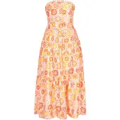 IZIA Vestido 'Festival' ecru / amarelo / laranja / tangerina