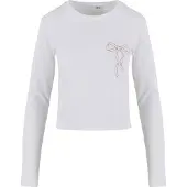 Miss Tee Camisa 'Bow Oneliner' magenta / branco