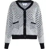 Usha WHITE LABEL Casaco de malha 'Pryam' preto / branco