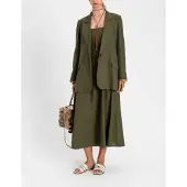 Twinset para mulher. 261TF2020 Blazer de linho verde (44), Casual, Manga comprida