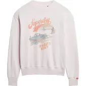 Superdry para mulher. W2012247A Sweatshirt folgada com gola redonda e gráfico Souvenir cor-de-rosa (M), Casual, Algodão