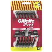 Gillette 12 lâminas de barbear descartáveis azuis e 3 vermelhas para homens
