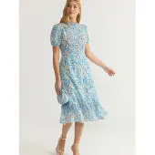 Trendyol Vestido bege / azul / azul claro / branco