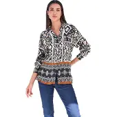 HEINE Blusa castanho claro / preto / branco