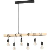 Eglo Candeeiro suspenso Townshend com madeira, seis luzes