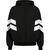 Urban Classics Casaco meia-estação 'Crinkle Batwing' preto / branco