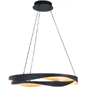 Highlight Candeeiro suspenso LED Ascoli, Ø 64 cm, preto/dourado, metal, regulável