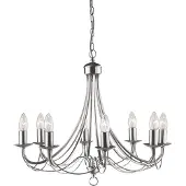 Searchlight Lustre Maypole prata acetinada, oito luzes