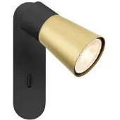 SLV Candeeiro de parede Puri 2.0 Cone, preto/dourado, 15 cm