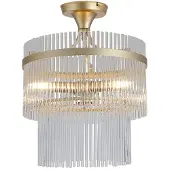 Searchlight Candeeiro de teto Lara, Ø 35 cm, dourado/transparente, vidro/metal