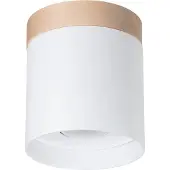 Sollux Spot de teto Rif, branco, Ø 12 cm, madeira, alumínio