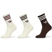 Adidas Meias '3-Stripes Crew 3 Pairs' castanho escuro / vermelho vinho / branco