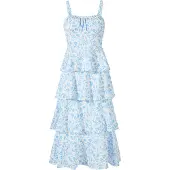Imily Bela Vestido azul claro / branco