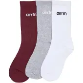 Aim'n Meias de desporto cinzento claro / bordeaux / branco