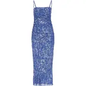 Faina Vestido de festa azul escuro / branco