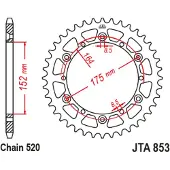 JT Sprockets Roda Dentada Traseira Yamaha Jta853.51blk Aluminium