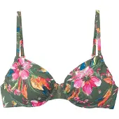 LASCANA Top de biquíni 'Malia' verde / laranja escuro / rosa / branco