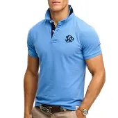 Superdry para homem. M1110465A Polo Piqué Monograma azul (S), Casual, Algodão, Manga curta