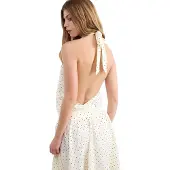 Balmohk Vestido Longo Sem Mangas 30000534 Halter Polka Dots