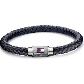 Tommy Hilfiger Bracciale In Pelle Blu Scuro — Bracciale
