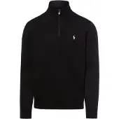 Ralph Lauren para homem. 710P06234001 Camisola de malha dupla com fecho de correr curto, preta (XS), Preto, Casual, Algodão, Clássico