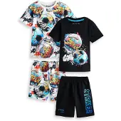 Next Pijama azure / laranja escuro / preto / branco