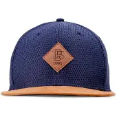 Djinns Boné 'Honey Knit' navy / conhaque