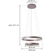 LUCANDE Candeeiro suspenso LED inteligente Yonam, café, 2 luzes, Tuya