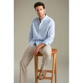 TeeShoppen Camisa ' Linen Blend ' azul