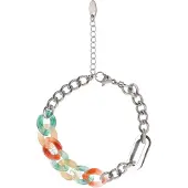 Usha Pulseira verde / coral / prata