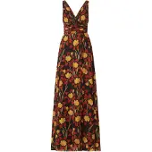 Kraimod Vestido de festa amarelo / oliveira / vermelho ferrugem / preto