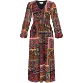 Usha Vestido navy / laranja / vermelho / preto