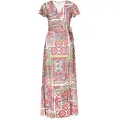 Usha Vestido verde claro / laranja / vermelho / branco