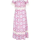 IZIA Vestido 'Festival' azul claro / fúcsia / rosa claro / branco