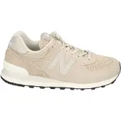New Balance para mulher. W574V2_LI Ténis de couro 574 bege (38), Plano, Cordão, Casual