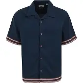 We fashion Camisa azul escuro / castanho / castanho escuro / branco
