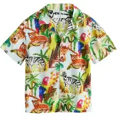 Next Camisa azul pastel / castanho / amarelo / verde