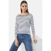 Comma casual identity Camisa azul noturno / azul claro / branco