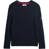 Superdry para mulher. W6110610A Camisola de malha com cabo para a marinha (M), Casual, Algodão, Marinho