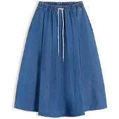 Tommy Hilfiger Saia 'Logo Relaxed Flared Midi' azul ganga