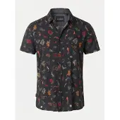 KOROSHI Camisa verde / laranja / vermelho / preto