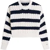Tommy Hilfiger Pullover 'Loose Cable' navy / branco