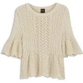 BOSS para mulher. 50565060 Jersey Farda bege (S), Casual, Viscoso, Manga curta