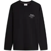 Tommy Hilfiger Camisa 'Logo Long Sleeve' preto / branco