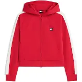Tommy Hilfiger Casaco em moletão 'Tommy Badge Zip-thru' vermelho / branco
