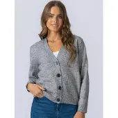 TeeShoppen Casaco de malha ' Knitted Cardigan ' cinzento