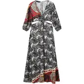 Desigual Vestido 'SIRSAL' bege / vermelho sangue / preto / branco