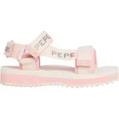 Pepe Jeans para menina. PGS70068 Sandálias de tiras brancas em bruto (38), Branco, 1 a 3cm, Velcro, Casual, moda infantil