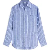 Tommy Hilfiger Camisa 'Regular Fit Textured Stripe Pure' azul / branco